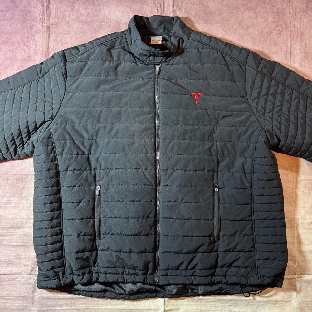 TESLA Original Black Puffer Jacket Unisex Size 3XL XXXL T Logo Employee Issued